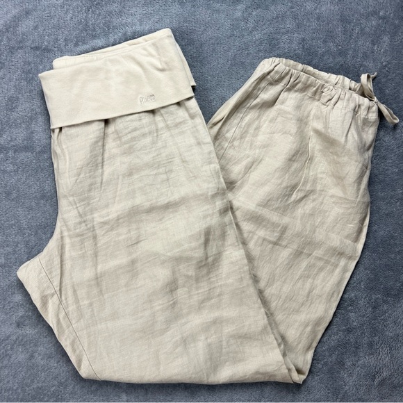 Guess Jeans 34x32 Linen Wide Leg Relaxed Trouser Boho Beach Cinch Ankle Pants - Picture 1 of 12